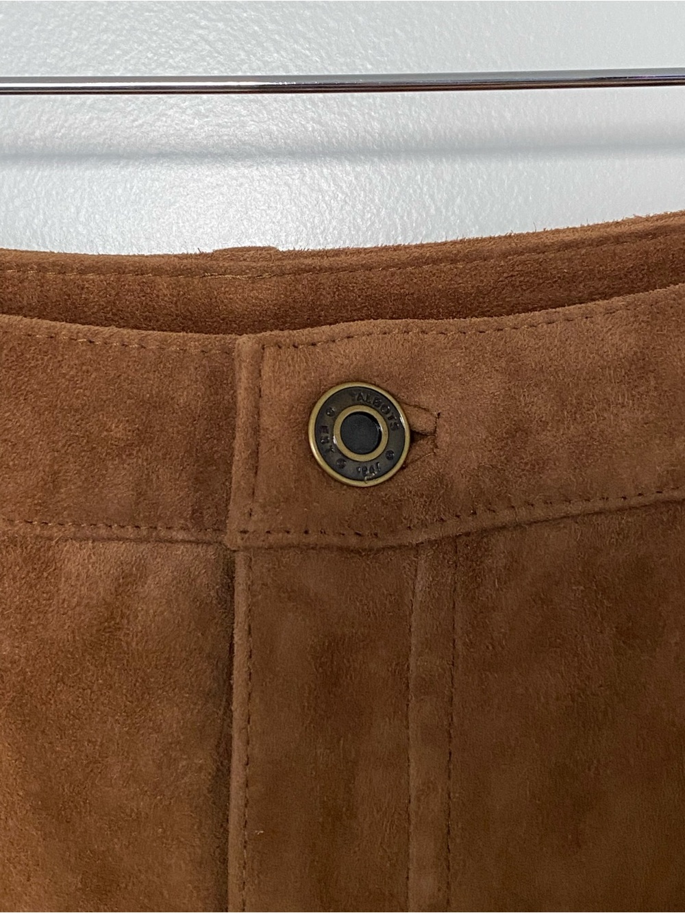 NWT Talbots Size 14 100% Leather Suede Pants Cognac Brown Straight Leg - Picture 5 of 8